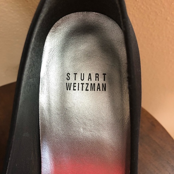 Stuart Weitzman Satin & Crystal Embossed Peep Toe - Picture 6 of 8